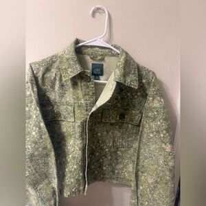 Wild Fable Green Floral Jean Jacket